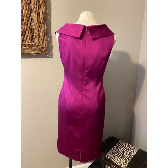 Kay Unger Dress Raspberry Pink 6 Silk Lined Portrait Collar Cocktail Party Event - Picture 6 of 8